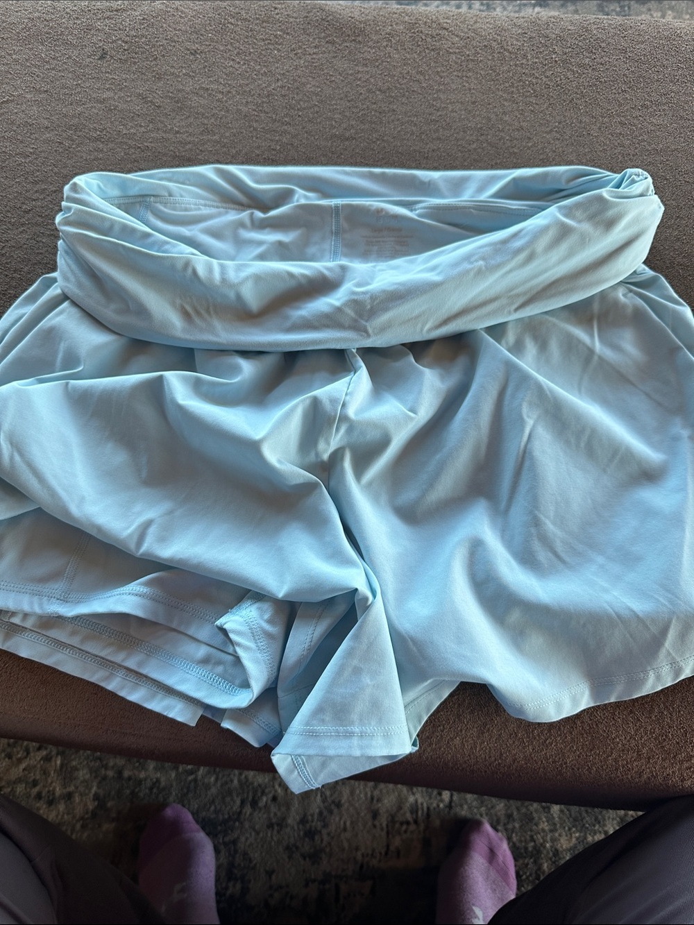 JoyLab Light Blue Fold-Over Waist Athletic Shorts
